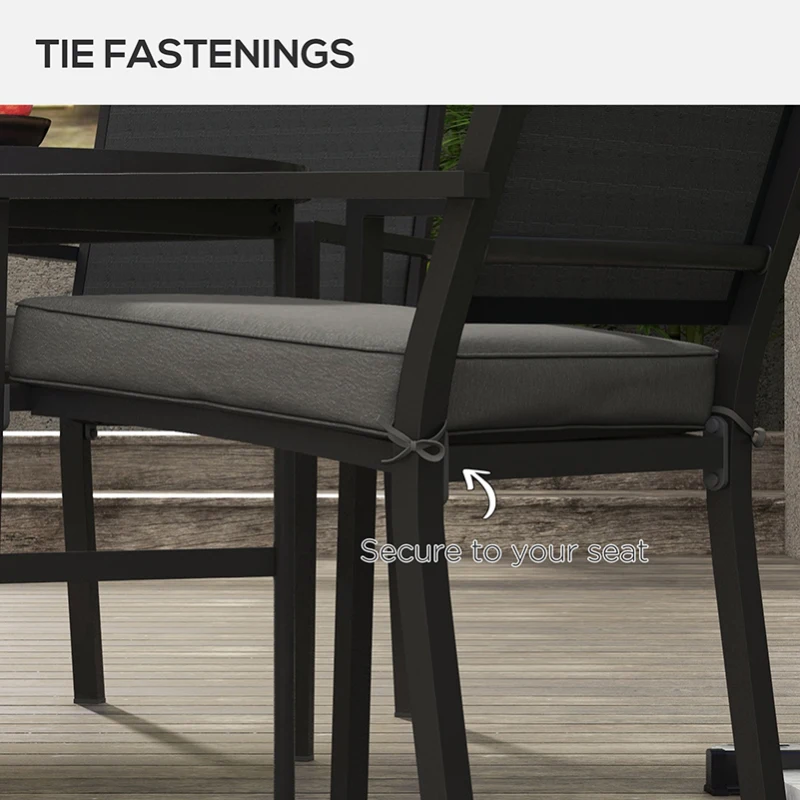 Best 4-Piece Seat Cushions Pillow Replacement, Patio Chair Cushions Set with Ties for Indoor Outdoor, Charcoal Grey - Image 5