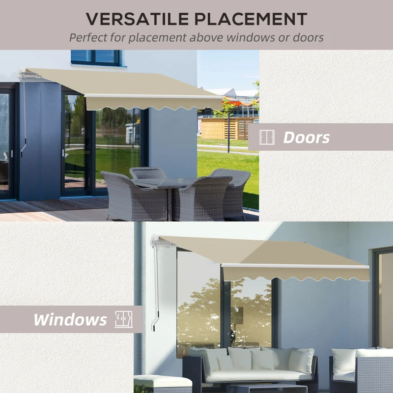 Best 2.5x2 m Manual Retractable Awning-Beige Canopy/White Frame - Image 6