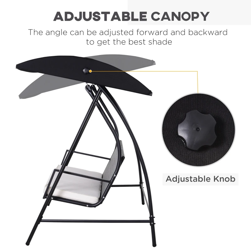 Best Rattan Garden Swing Chair 3-Seater Black - Image 4