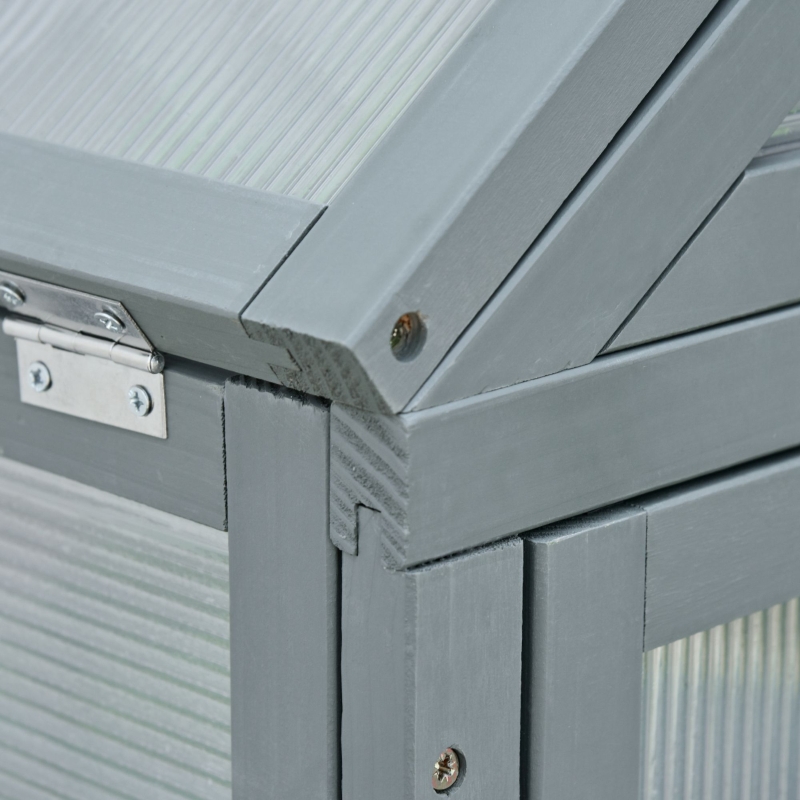 Best Garden Cold Frame Polycarbonate Greenhouse with Adjustable Shelves, Double Doors, Openable Top Covers, Grow House for Flower Vegetable Plants, 80 x 47 x 138cm, Grey - Image 10