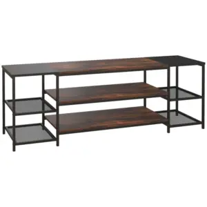 Best TV Unit Cabinet for TVs up to 60 Inches, Industrial TV Stand with Storage Shelves for Living Room, Brown and Black