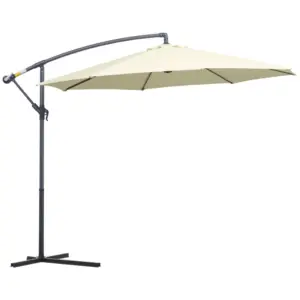 Best 3 m Parasol Garden Sun Umbrella Banana Hanging Rattan Set Umbrella Cantilever - Cream white