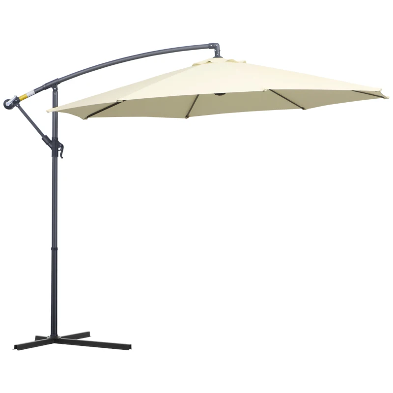 Best 3 m Parasol Garden Sun Umbrella Banana Hanging Rattan Set Umbrella Cantilever - Cream white