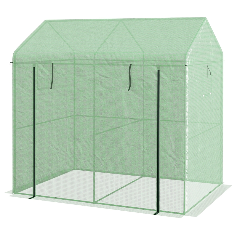 Best Greenhouse, Walk-in Garden Grow House with Roll-up Door and Mesh Windows, 200 x 140 x 200cm, Green - Image 11