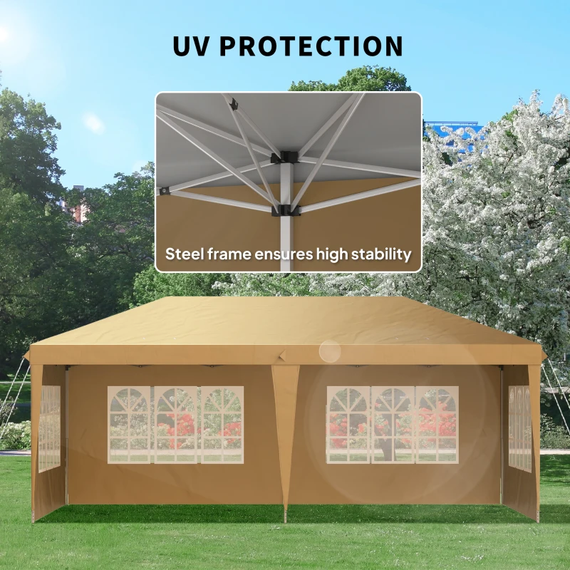 Best 3 x 6m Pop-Up Gazebo, with Removable Walls - Khaki - Image 7