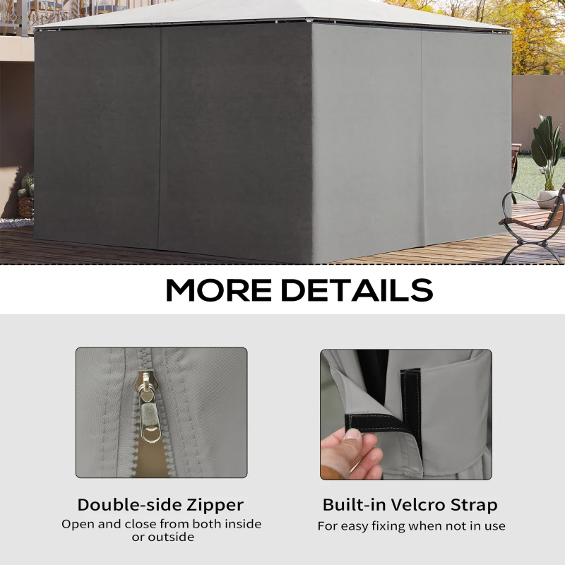 Best 4 Pack Replacement Gazebo Curtains Privacy Panel for Most 3 x 4m Gazebo Canopy Pavillion Outdoor Shelter Sidewalls Accessories Light Grey - Image 5