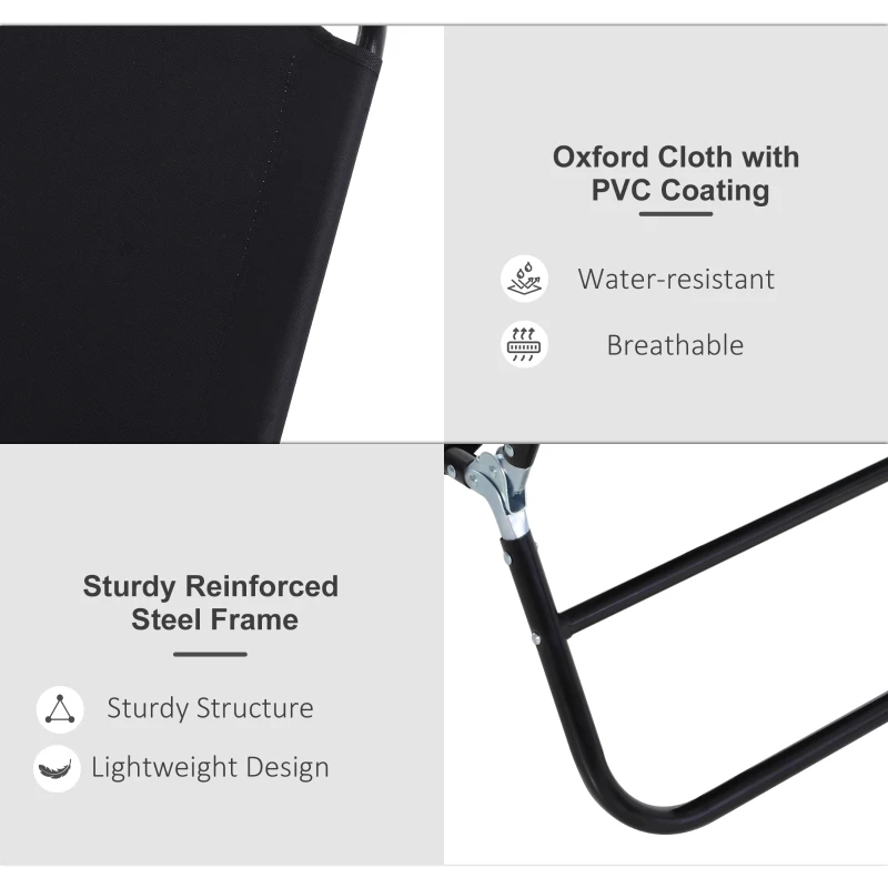 Best Foldable Sun Lounger with 5-Position Adjustable Backrest, Outdoor Portable Recliner Chaise Lounge Chair with Breathable Mesh Fabric, Black - Image 5