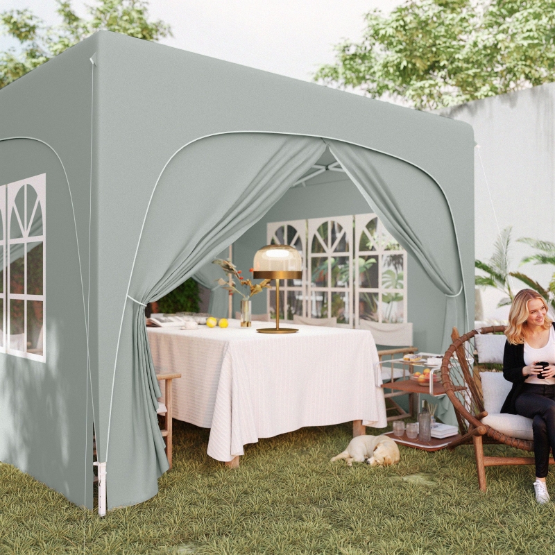 Best 3 x 3m Pop-Up Gazebo Shelter, with Accessories - Light Grey - Image 9