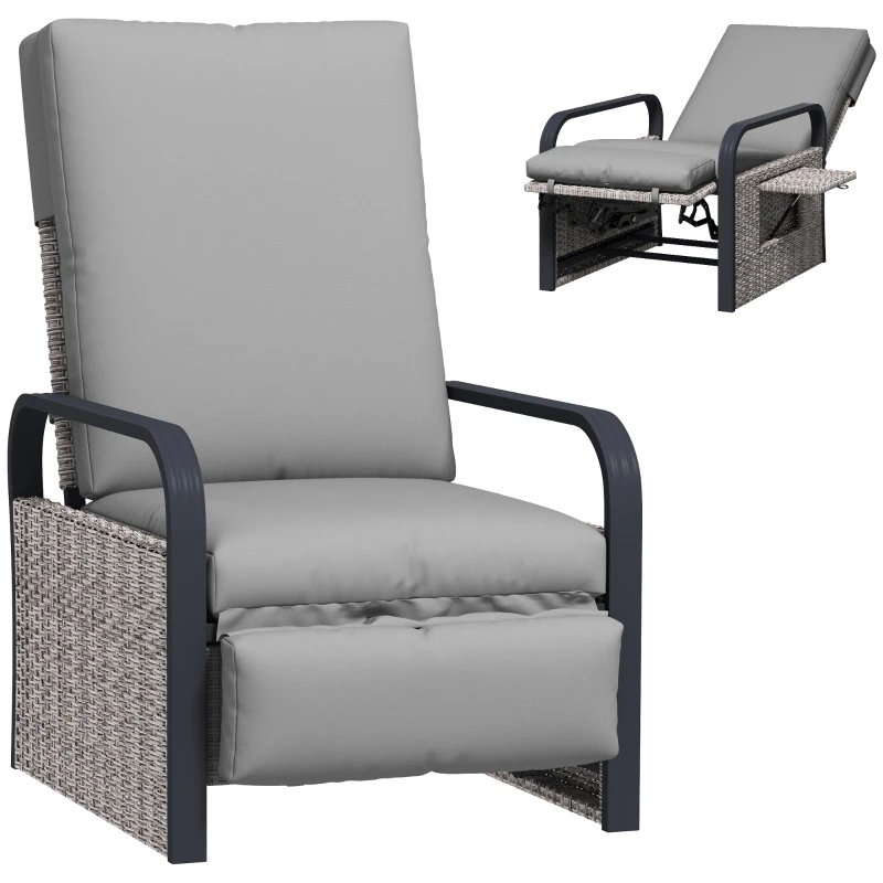 Best 140° Reclining Rattan Armchair - Mixed Grey