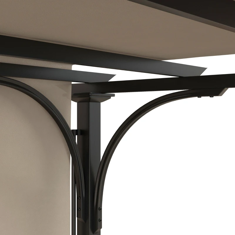 Best 3 x 3(m) Outdoor Pergola, Garden Pergola Gazebo with Adjustable Canopy, Beige - Image 7