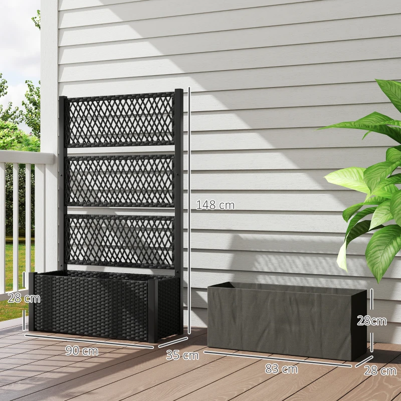 Best Garden Planter Box with Trellis, Liner for Climbing Plants, Vegetables, Flowers, 90 x 35 x 148 cm, Charcoal Grey - Image 3