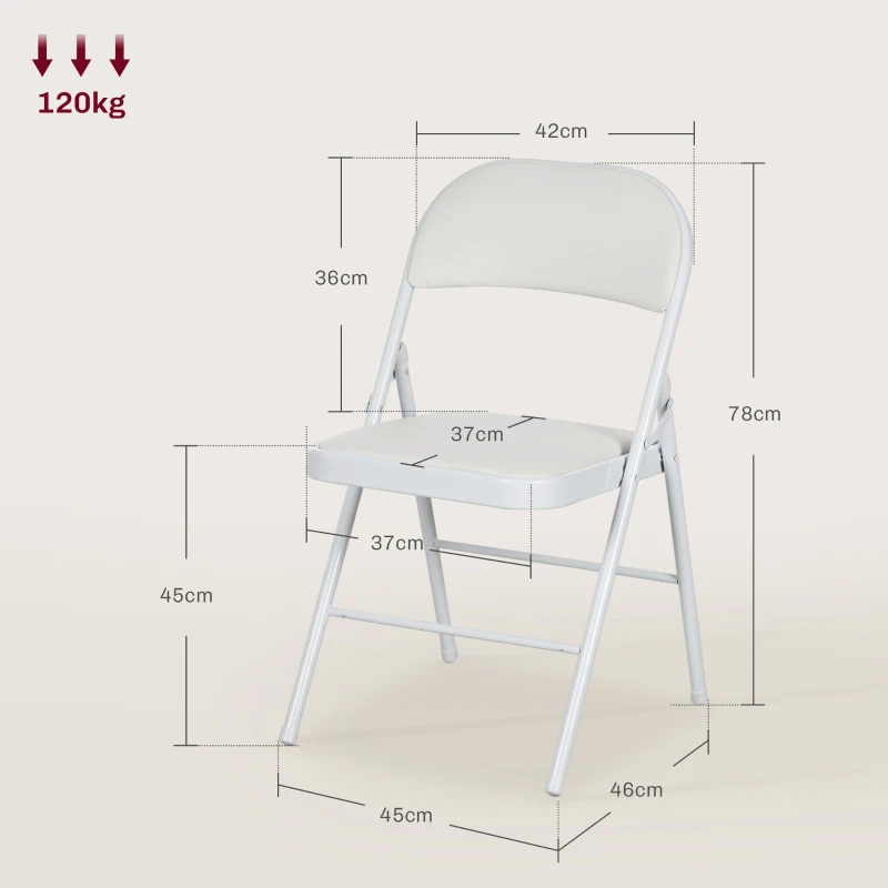 Best Set of Two Cushioned Steel Folding Chairs - White - Image 3