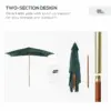 Best 2 x 3m Wooden Garden Parasol Umbrella Outdoor Sun Shade Canopy, Green - Image 4