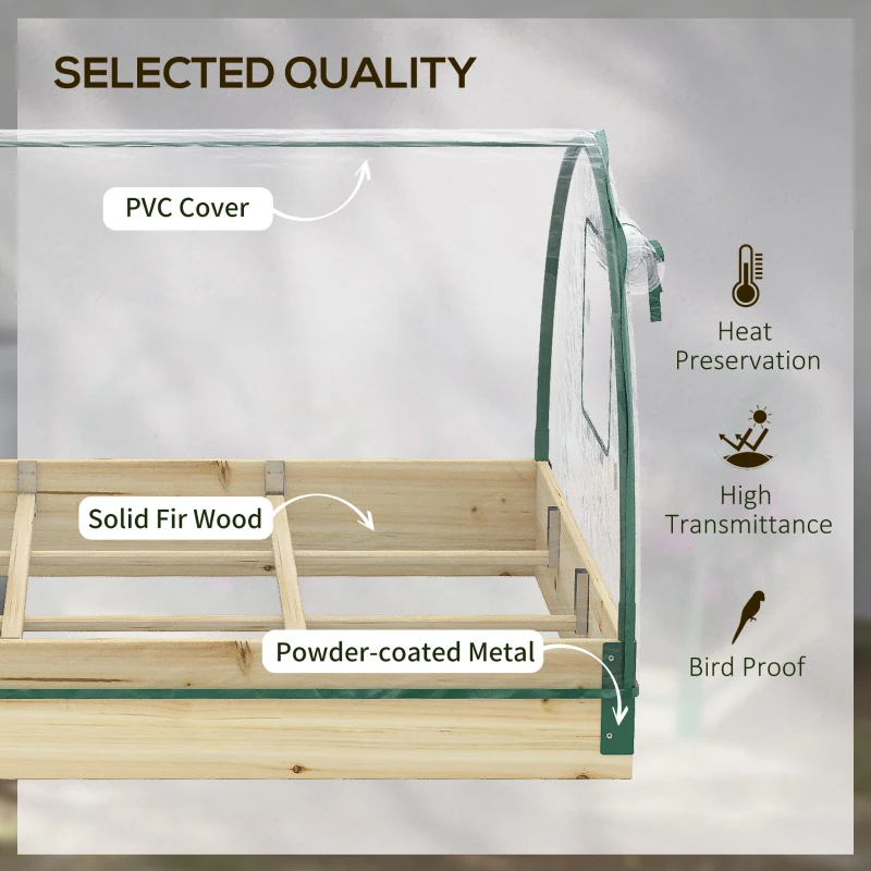 Best Raised Bed with Greenhouse, Wooden Garden Planter Box with PVC Cover, Roll Up Windows, Dual Use for Vegetables, Plants, Flowers, 115 x 80 x 54 cm, Natural Wood Effect - Image 7