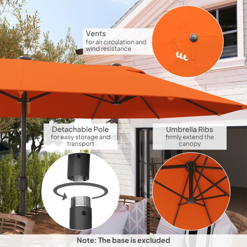 Best 4.6m Double-Sided Garden Parasol - Orange - Image 6