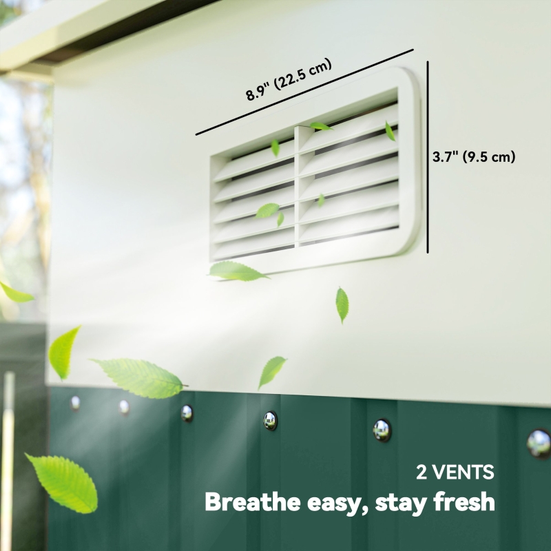 Best Garden Metal Storage Shed Outdoor Metal Tool House with Double Sliding Doors and 2 Air Vents, 11.3x9.2ft, Green - Image 9