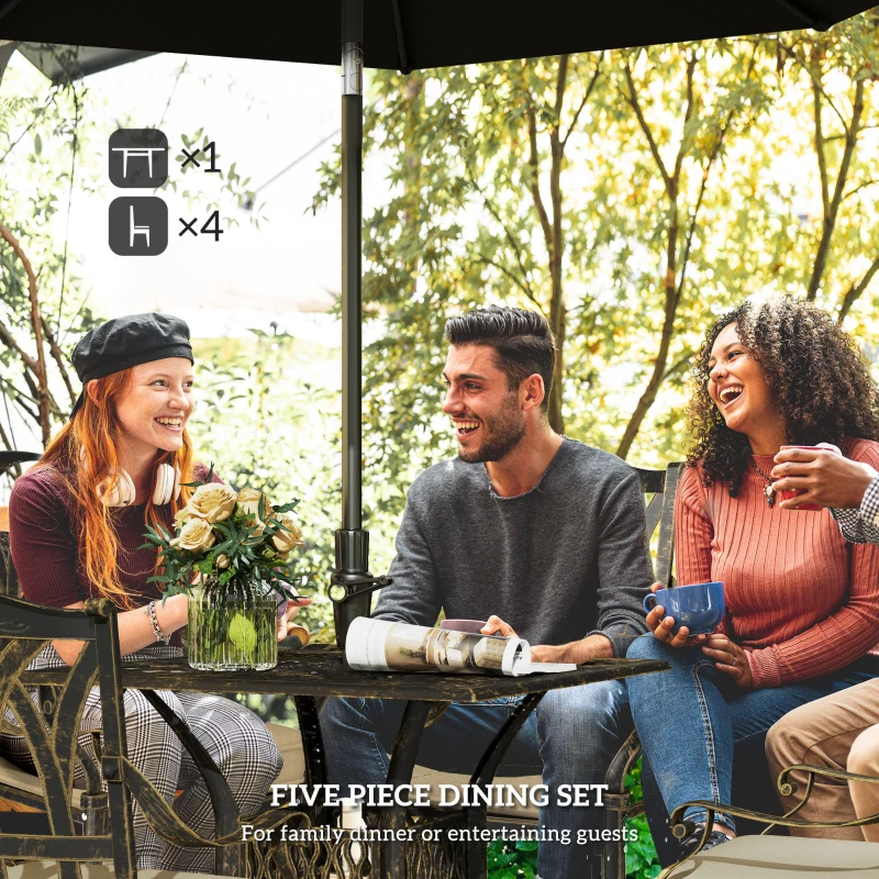 Best Five-Piece Cast Aluminium Garden Dining Set - Bronze Tone - Image 4