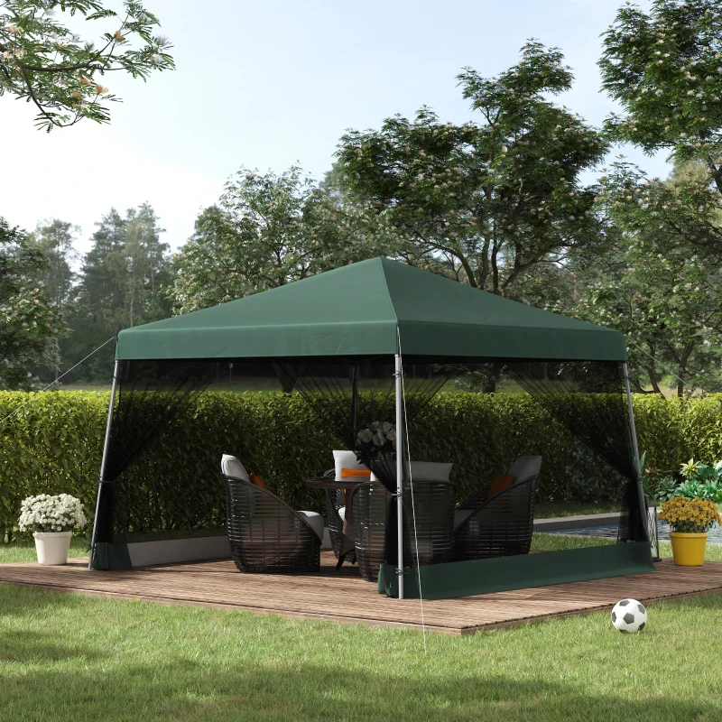 Best Outdoor Garden Pop-up Gazebo Canopy Tent Sun Shade Event Shelter Folding with Adjustable Height, Mesh Screen Side Walls 3.5 M × 3.5 M Base / 3 M × 3 M Top, Green - Image 2