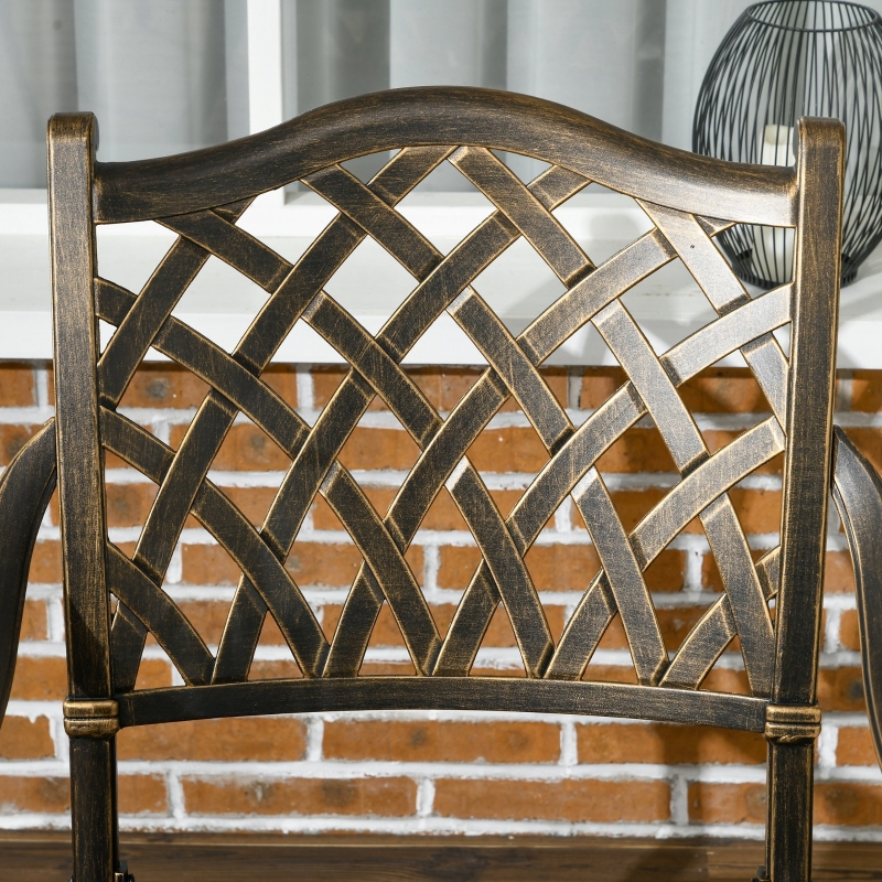 Best 5-Piece Outdoor Furniture Dining Set, Cast Aluminum Conversation Set Includes 4 Chairs and Φ90cm Round Table with Φ50mm Umbrella Hole for Patio Garden Deck, Flower Design - Image 9