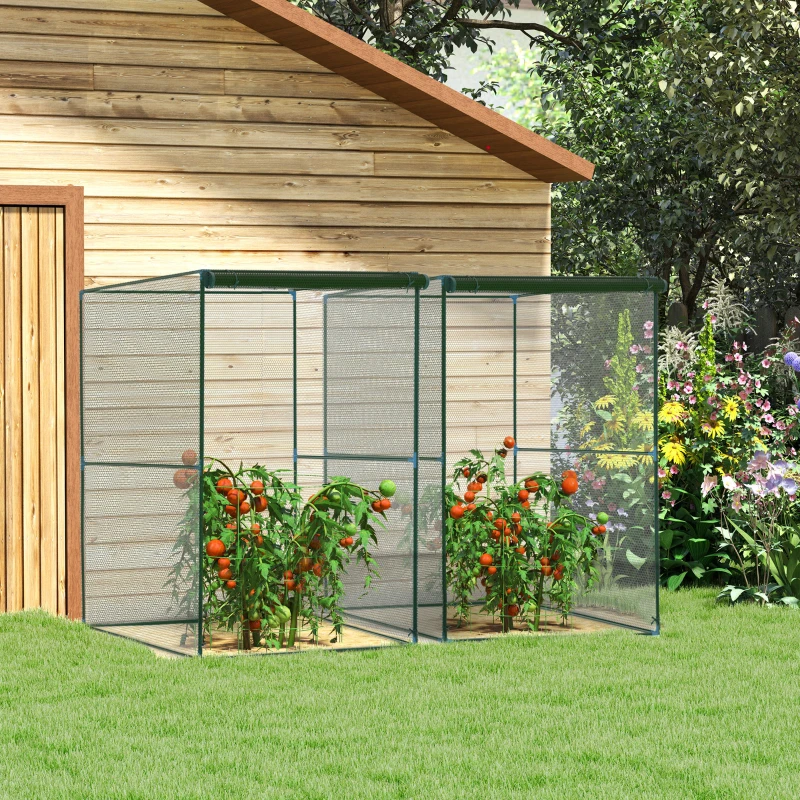 Best Set of 2 Fruit Cage Bird Netting, Vegetable Plant Protection Tent with Zipped Door, Anti Bird, Insects, Small Animals, 1.2 x 1.2 x 1.8m, Dark Green - Image 2