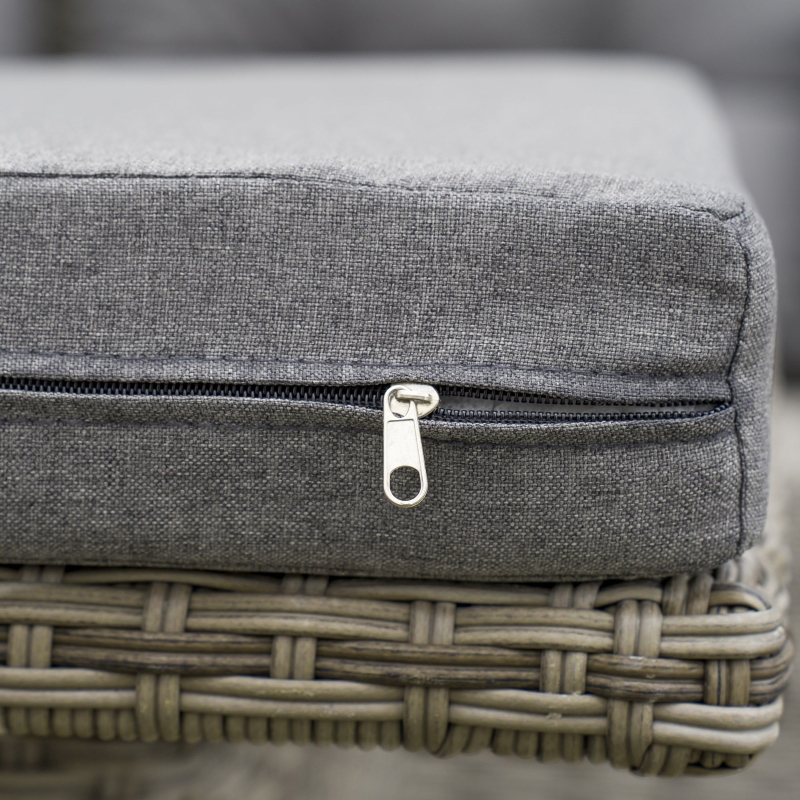 Best 6 Pieces Outdoor PE Rattan Garden Furniture, Patio Wicker Sectional Conversation Corner Sofa w/ Soft Padded Cushion & Liftable Coffee Table, Light Grey - Image 9