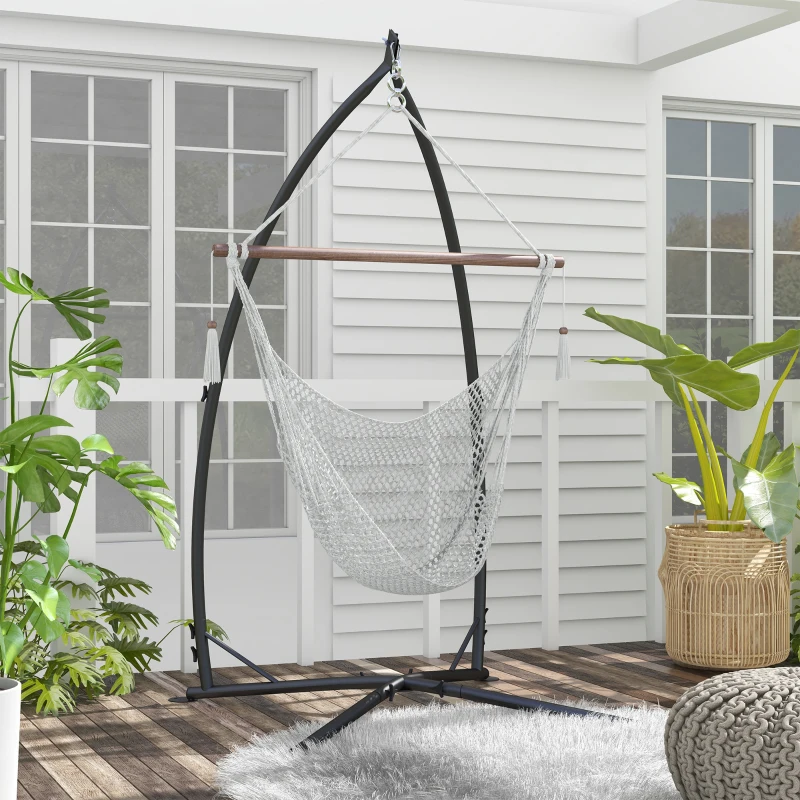 Best Hammock Chair Stand, Hanging Heavy Duty Metal Frame Hammock Stand with Chain, for Hanging Hammock Air Porch Swing Chair, Egg Cahir, Indoor & Outdoor Use, Black - Image 2