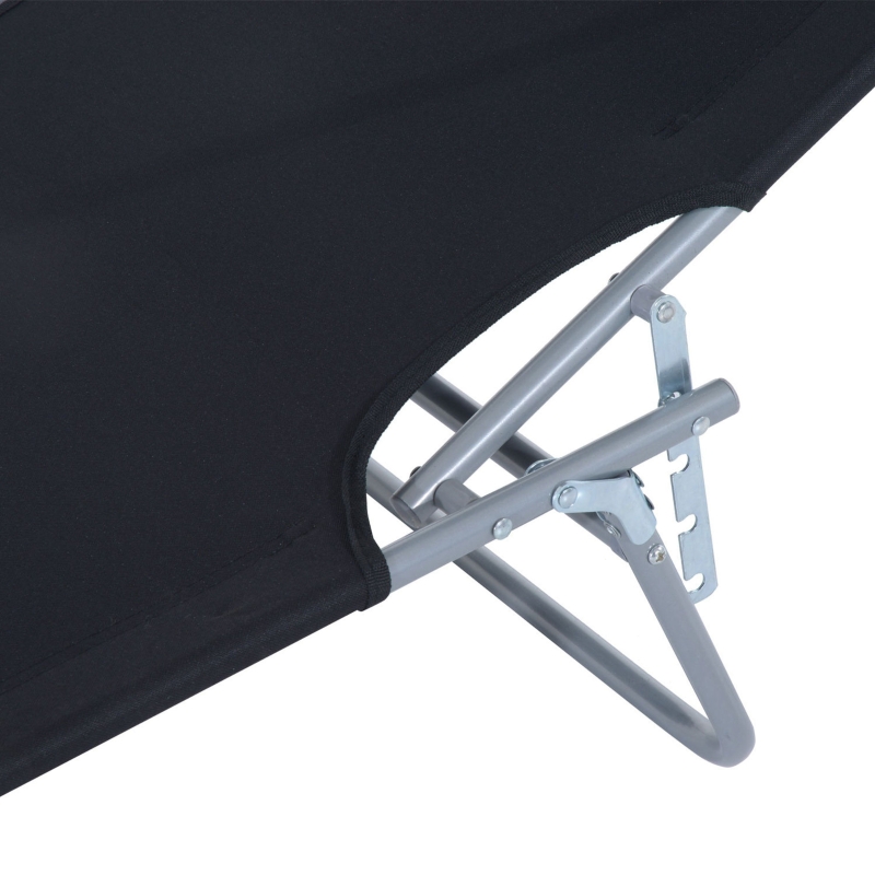 Best Outdoor Foldable Sun Lounger, 4 Level Adjustable Backrest Reclining Sun Lounger Chair with Angle Adjust Sun Shade Awning for Beach, Garden, Patio, Black - Image 9