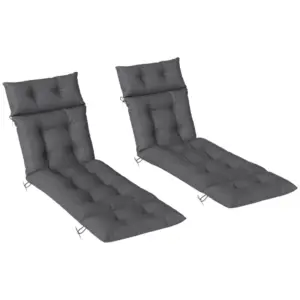 Best Set of Two 190 x 56cm Sun Lounger Cushions - Dark Grey