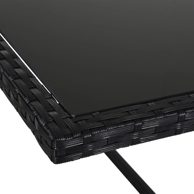 Best 8 Seater Rattan Cube Garden Furniture Set, Rattan Dining Set with Cushions, Outdoor Dining Table and Chairs with 4 Armchairs, 4 Stools, Square Glass Top Table, Black - Image 8