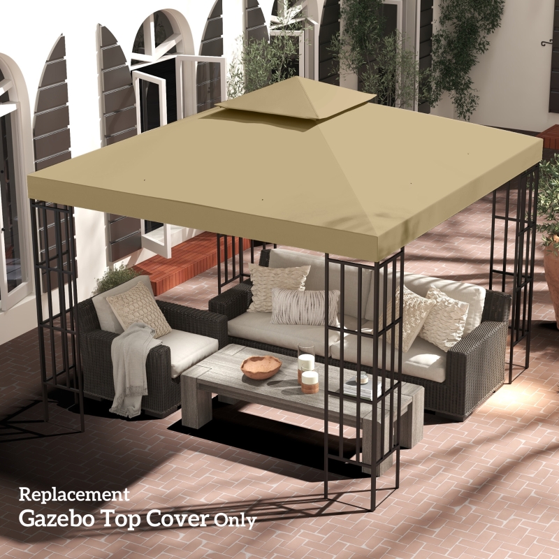 Best 3(m) Gazebo Top Cover Double Tier Canopy Replacement Pavilion Roof Deep Beige - Image 10