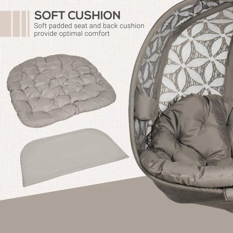 Best Outdoor Double Hanging Chair with Cushion and Cup Holders, Sand Brown - Image 6