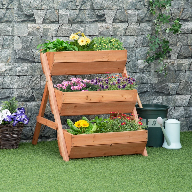 Best 3 Tier Raised Garden Bed Wooden Elevated Planter Box Kit, 66L for Flower, Vegetable, Herb, 65x75x78cm, Brown - Image 2