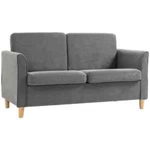 Best Compact Loveseat Sofa, Modern 2 Seater Sofa for Living Room with Wood Legs and Armrests, Grey