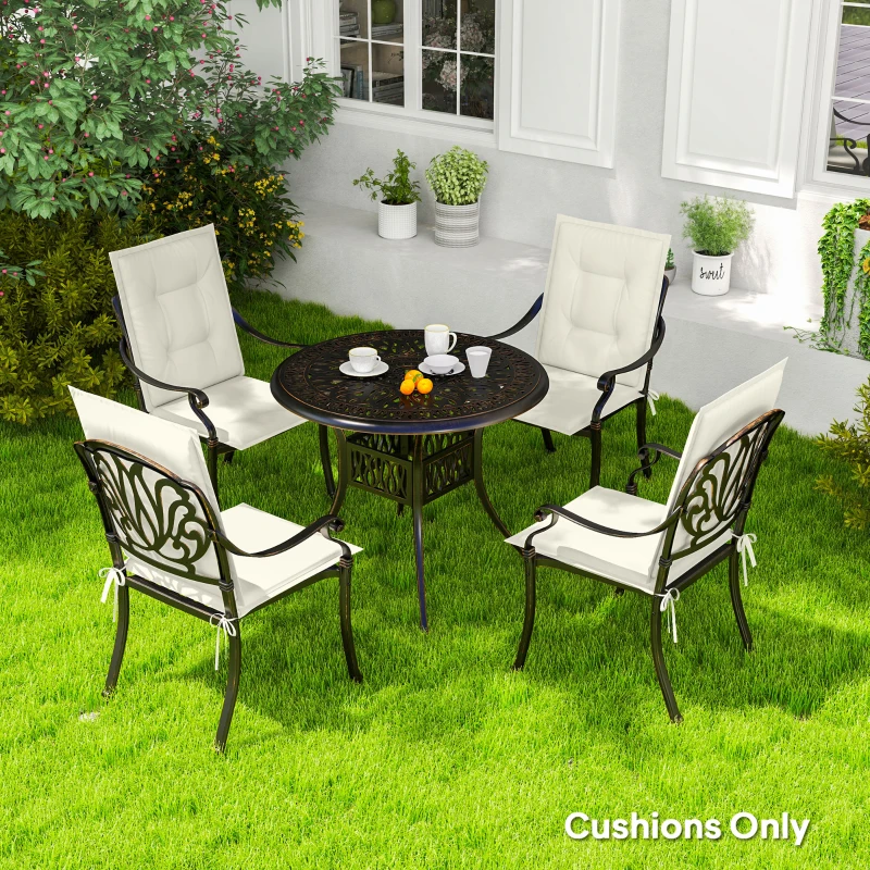 Best Set of Four Padded Garden Seat Cushions - White - Image 2