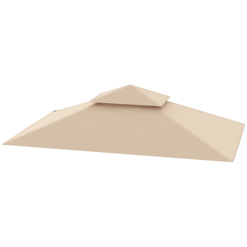 Best Grill Gazebo Replacement Canopy Roof for 1.5 x 2.4m Frame, UPF50+ Protection, Double Tiered 5' x 8' Outdoor BBQ Gazebo Cover Replacement, TOP COVER ONLY, Beige - Image 11