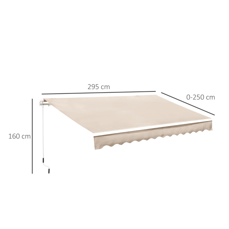 Best Manual Retractable Awning, 3x2.5 m-Ivory White - Image 3