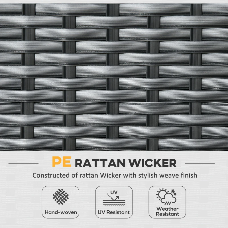 Best 7 Seater Outdoor Rattan Garden Furniture Sets with Wicker Sofa, Reclining Armchair and Glass Table, 181x75x81cm, Grey - Image 6