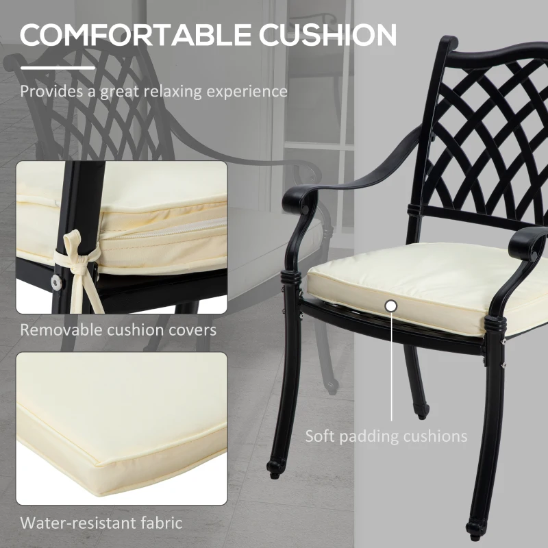 Best 7 Pieces Aluminium Patio Dining Set with Umbrella Hole Black - Image 7