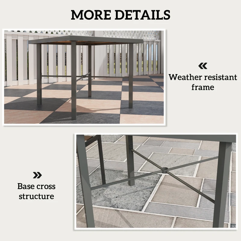 Best Garden Table, 90cm Square Outdoor Patio Dining Table with 4.2 cm Umbrella Hole, Metal Frame, Wood Effect Top, for Terrace, Balcony, Natural Wood Finish - Image 7