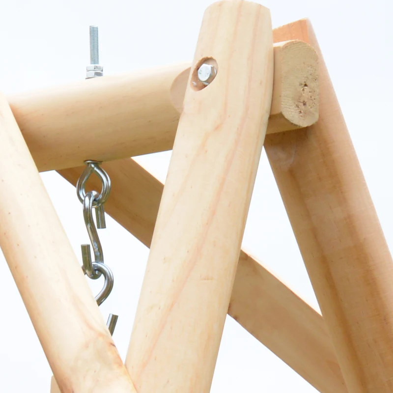 Best Outdoor 2 Seater Swing Chair Larch Wood Garden Swing Seat Porch Hammock Bench Lounger - Image 7