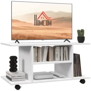 Best Modern TV Cabinet Stand Storage Shelves Table Mobile Bedroom Furniture Bookshelf Bookcase White