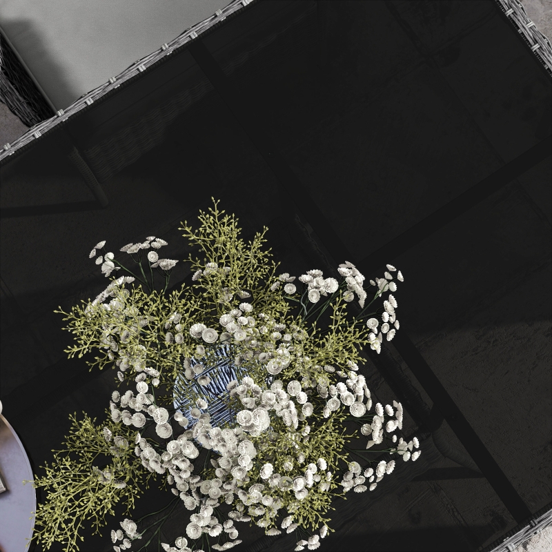 Best 7-Piece Rattan Garden Furniture Set with Cushions, 6 Seater Garden Table and Chairs, Rattan Dining Set with 6 Armchairs, Rectangular Glass Top Table, Charcoal Grey - Image 10