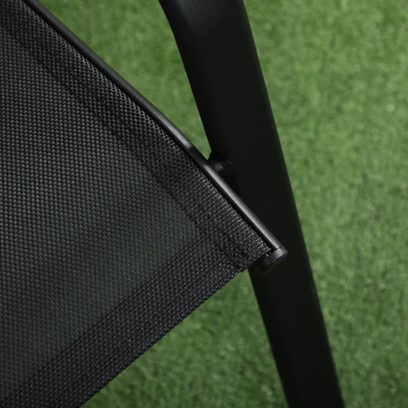 Best 3 Pieces Outdoor Bistro Set, Patio Stackable Armchairs with Breathable Mesh Fabric and SPC Board Coffee Table, Black - Image 8