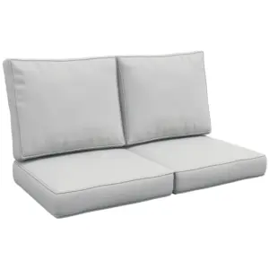 Best 2 Seater Back and Seat Cushion Pillows Replacement, Patio Chair Cushions Set for Indoor Outdoor, Light Grey