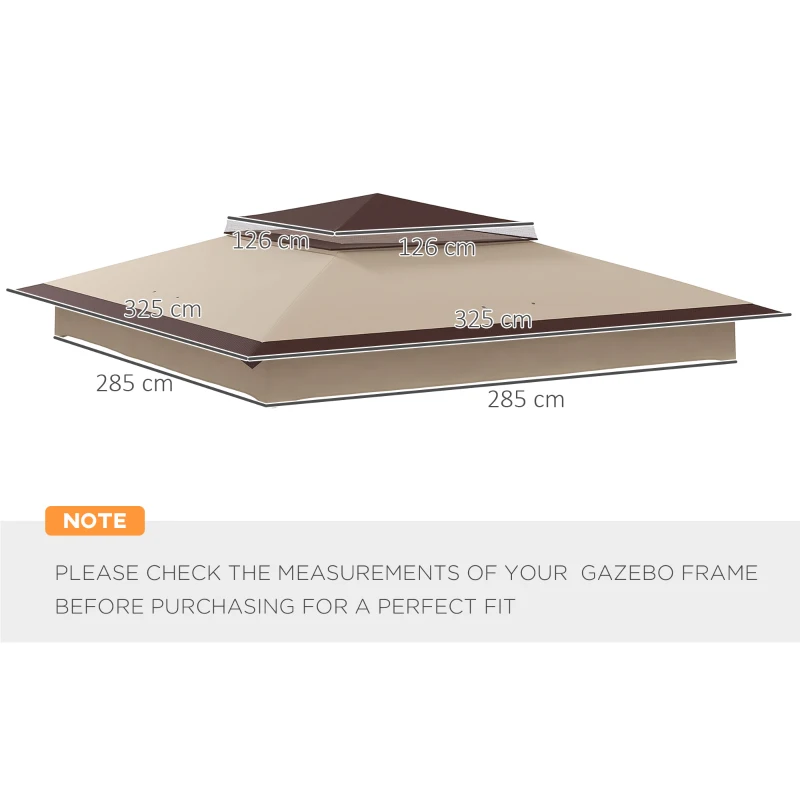 Best Pop up Gazebo Cover, 2-Tier Gazebo Roof Replacement for 3.25m x 3.25m Frame, 30+ UV Protection, Beige - Image 3