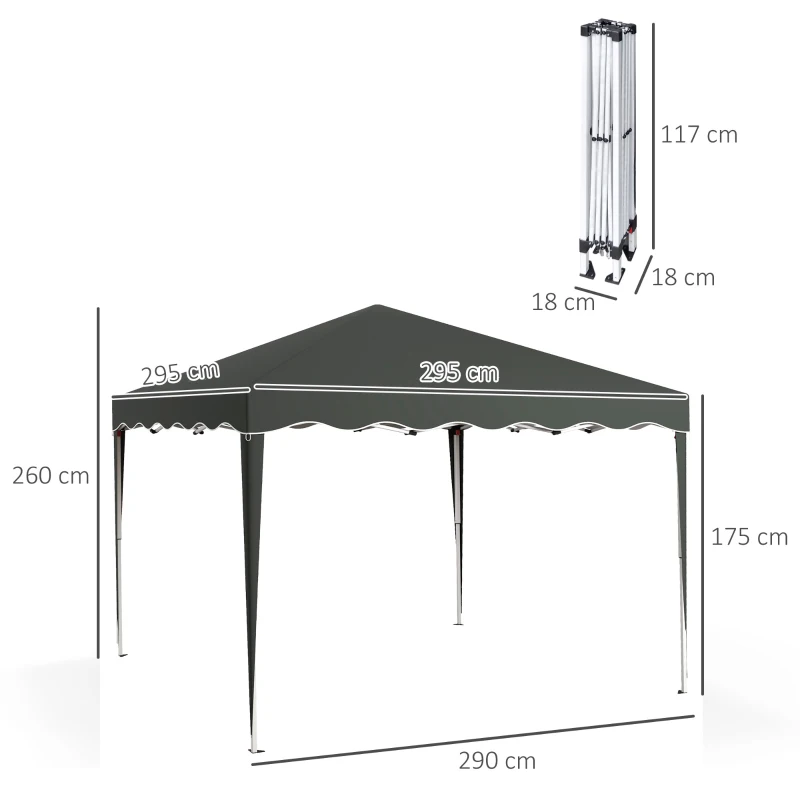 Best 3 x 3cm Adjustable Height Pop-Up Gazebo, with Bag - Grey - Image 3