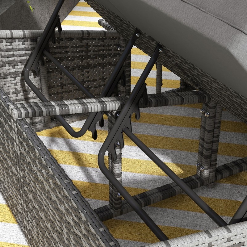 Best 2 Seater Rattan Day Bed w/ Fire Retardant Cushions Grey - Image 9