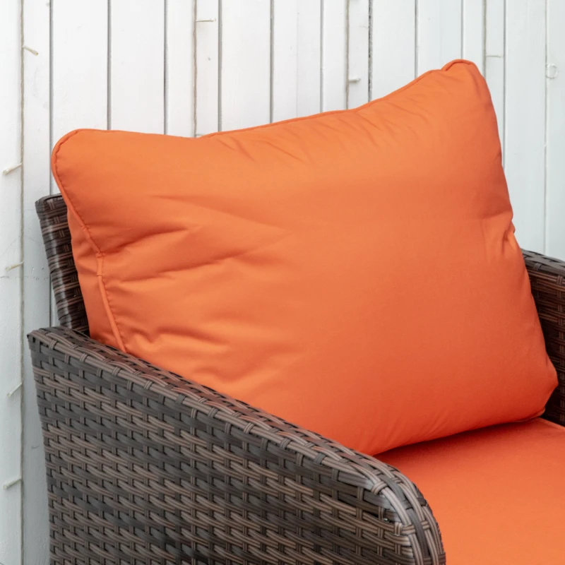 Best 5 Pieces PE Rattan Garden Furniture Set with 10cm Thick Padded Cushions, Wicker Weave Outdoor Seating Chairs with 2 Armchairs, 2 Stools, Glass Top Table, Brown - Image 8