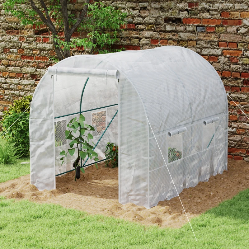 Best 245 x 200cm Polytunnel Greenhouse - White - Image 2