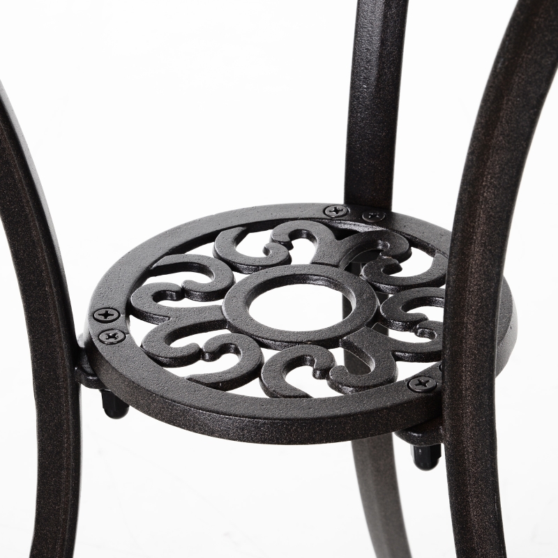 Best 3 Pieces Garden Dining Set for 2, Cast Aluminium Outdoor Dining Set with 2 Armchairs and Round Dining Table with Parasol Hole, Garden Furniture Set, Brown - Image 9